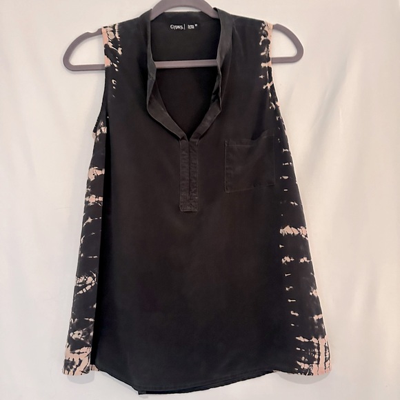 Gypsy 05 x Revolve Sleeveless Silk Top Black with Tye Die Feature Size XS - Picture 1 of 5